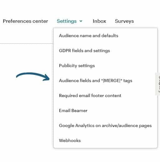 mailchimp merge tags