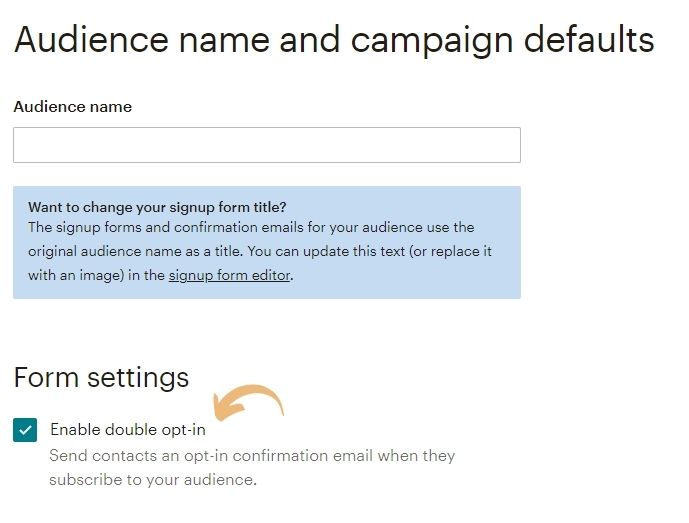 Audience Name and Campaign Defaults Image