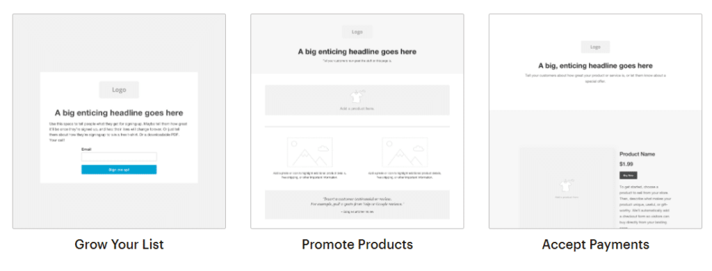 mailchimp landing page