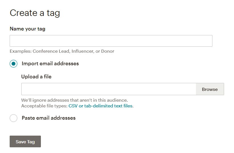 mailchimp tags